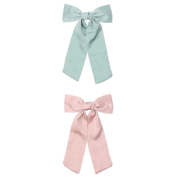 B.PHNE Accessories - ⭐️ NEW 2 Satin Vintage French design Hair Bows Pink & Green (Adult & Youth size)